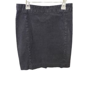 J. Crew grey cord mini skirt front zip and slit in back bottom of skirt size 2P